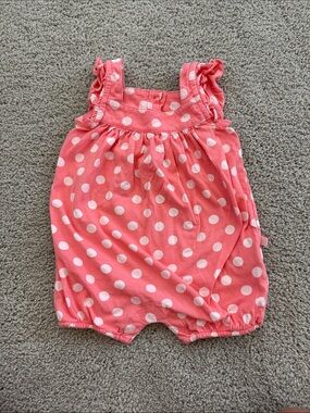 GAP Coral Pink Polka Dot Ruffle Strap Baby One-Piece